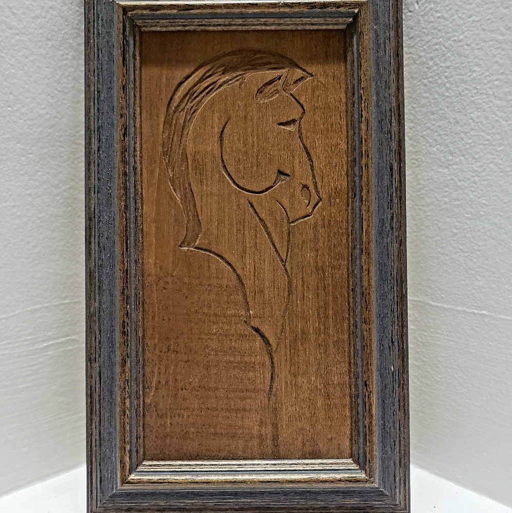 Hand carved wood horse wall art•Fargo,ND artistry